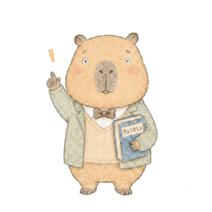 ワンポイント、と教えるカピバラ