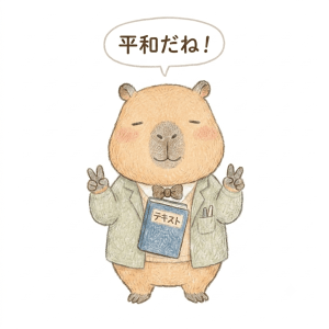 平和だね、と微笑むカピバラ先生